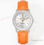 Swiss Grade 1 Breitling Navitimer 35mm Ladies Watch Orange Leather Strap